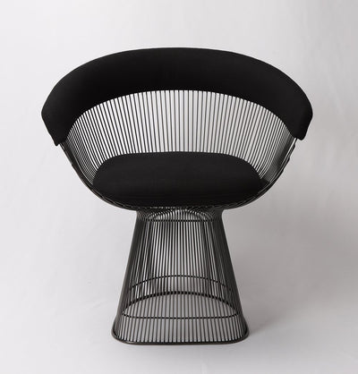 Lovise Wire Dining Chair - Black Frame & Black Wool/Cashmere - GFURN